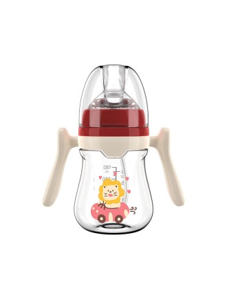 Wide neck soft double handle baby bottle