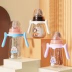 Wide neck soft double handle baby bottle