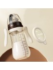 Wide neck soft double handle baby bottle