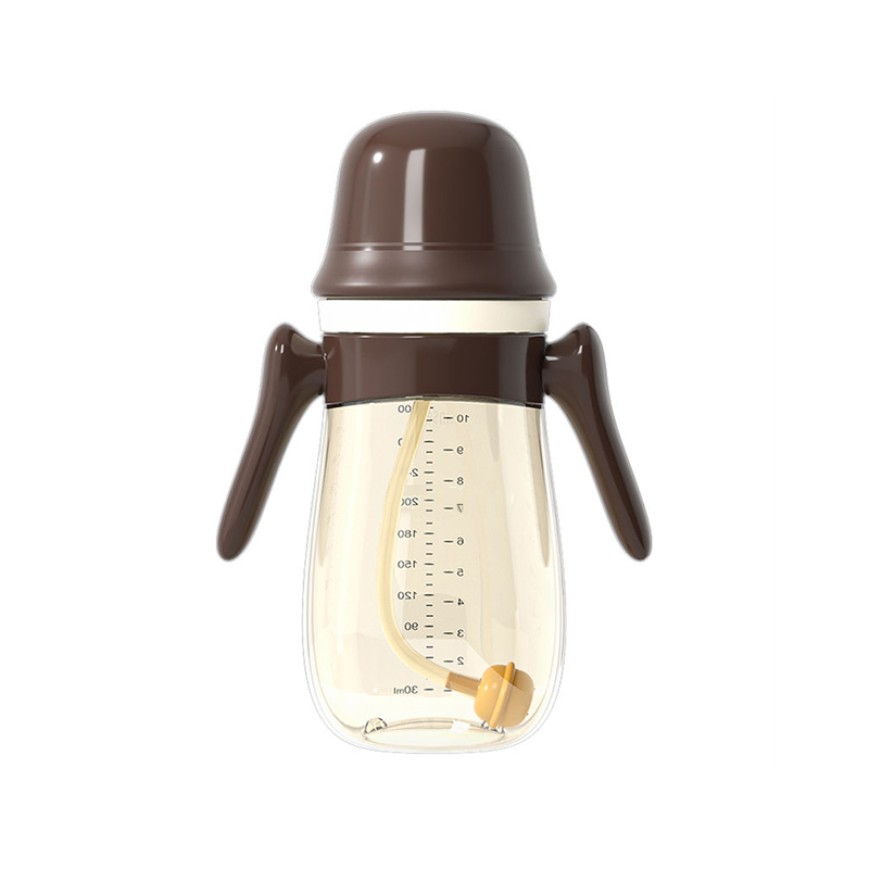 Stylish double handle plastic baby bottle