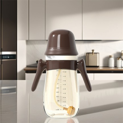 Stylish double handle plastic baby bottle