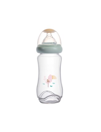 Cartoon wide neck double handle baby bottle