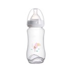 Cartoon wide neck double handle baby bottle