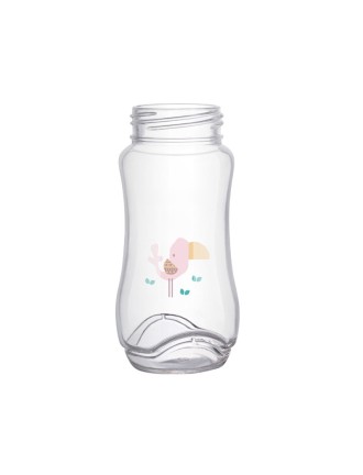 Cartoon wide neck double handle baby bottle