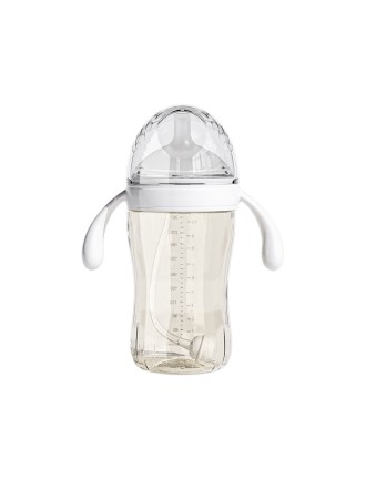 Simple wide neck double handle baby bottle