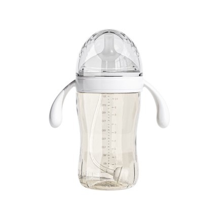 Simple wide neck double handle baby bottle