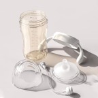 Simple wide neck double handle baby bottle