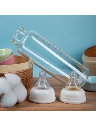 Anti-colic clear glass baby bottle
