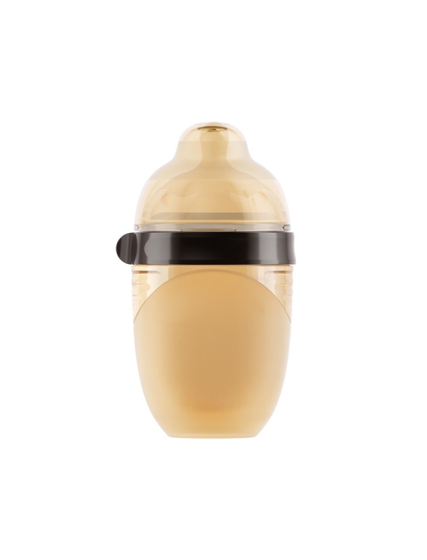 Brown anti-colic silicone baby bottle