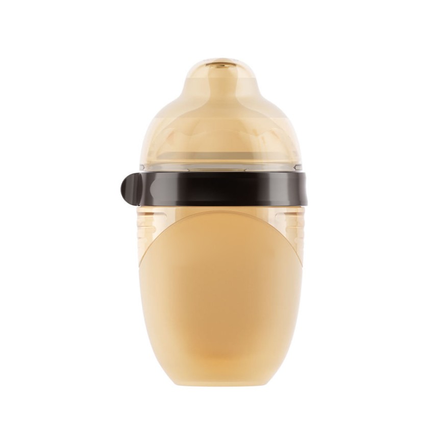 Brown anti-colic silicone baby bottle