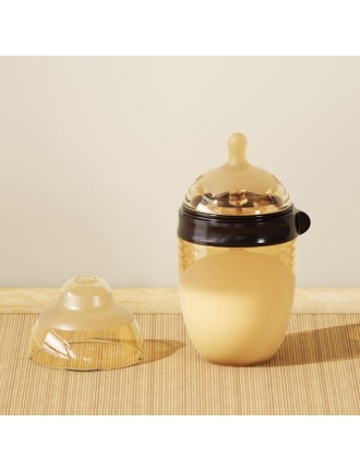 Brown anti-colic silicone baby bottle