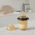 Brown anti-colic silicone baby bottle