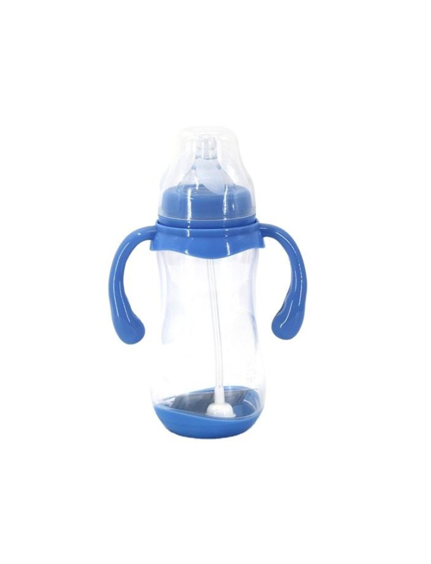 Premium blue double handle baby bottle