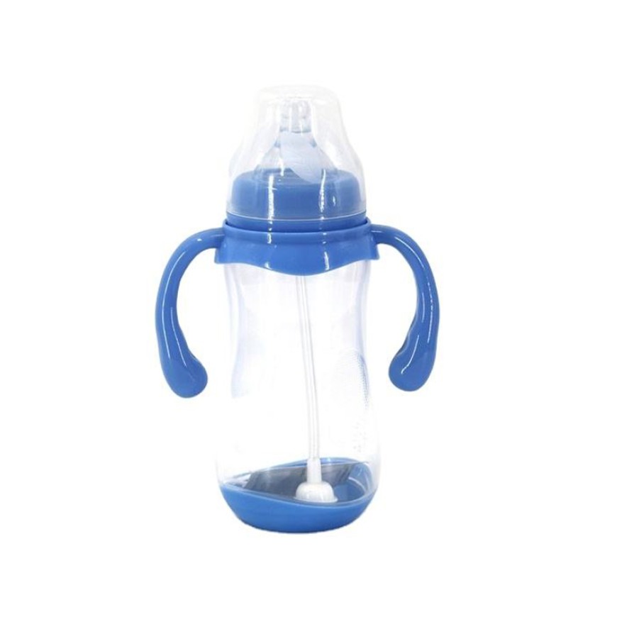 Premium blue double handle baby bottle