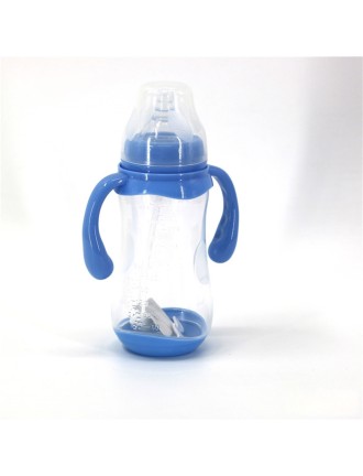 Premium blue double handle baby bottle