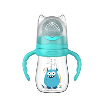 Cartoon comfort double handle baby bottle