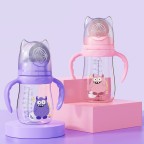 Cartoon comfort double handle baby bottle