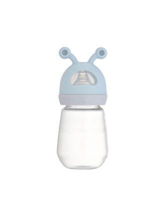 Small cartoon wide neck glass baby bottle