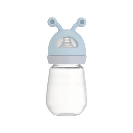 Small cartoon wide neck glass baby bottle