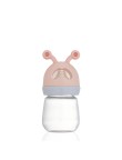 Small cartoon wide neck glass baby bottle