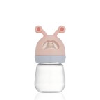 Small cartoon wide neck glass baby bottle