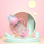 Wide neck double handle glass baby bottle