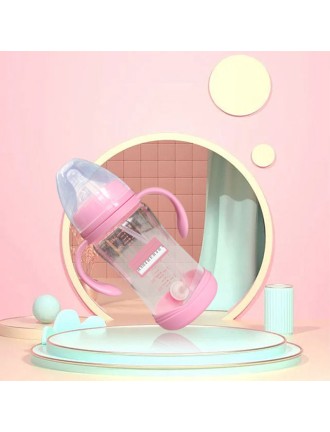 Wide neck double handle glass baby bottle