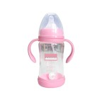 Wide neck double handle glass baby bottle
