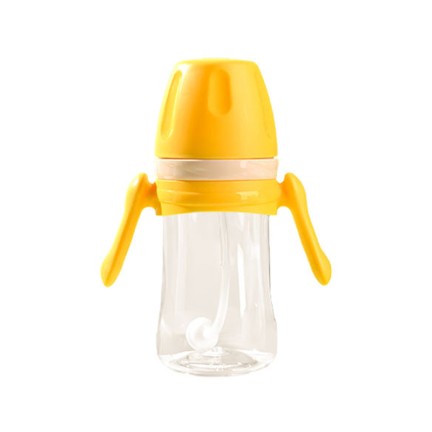 Yellow simple silicone pacifier baby bottle
