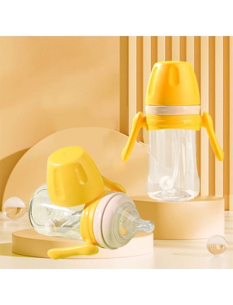 Yellow simple silicone pacifier baby bottle