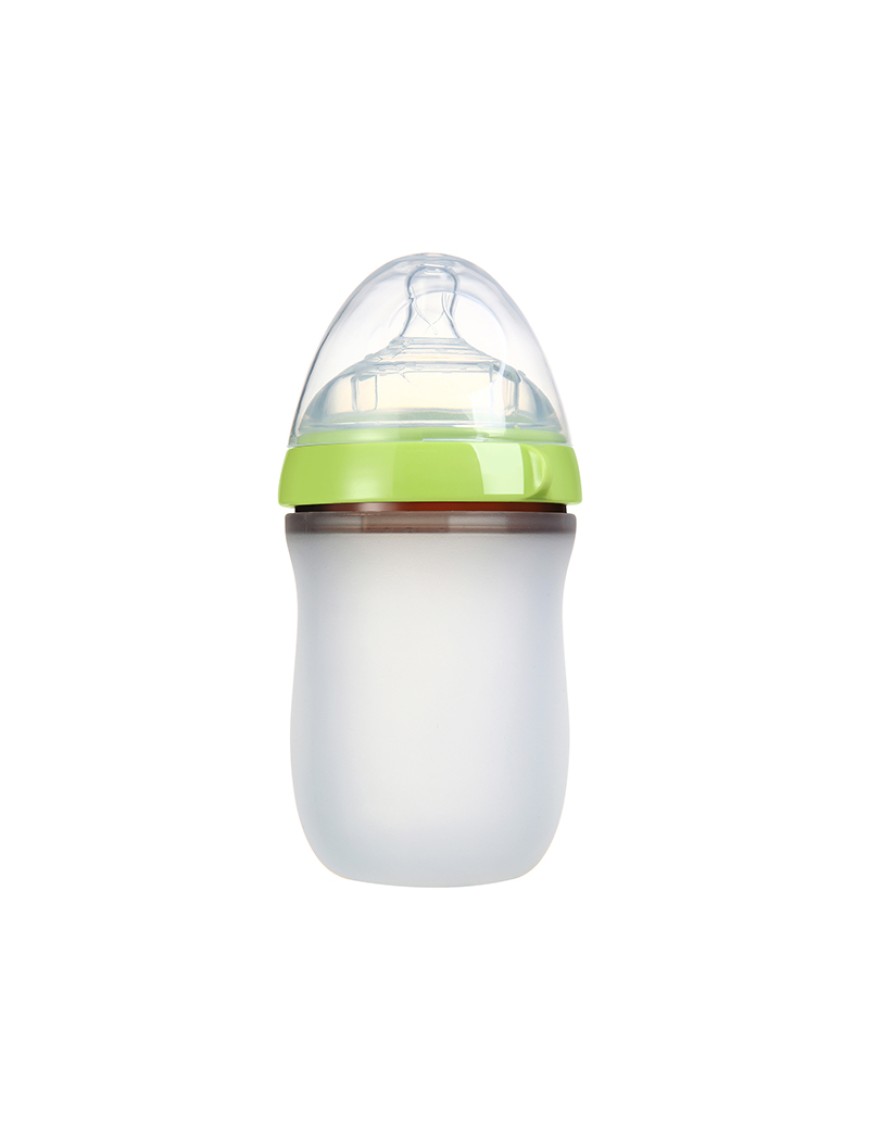 Anti-colic wide neck silicone baby bottle