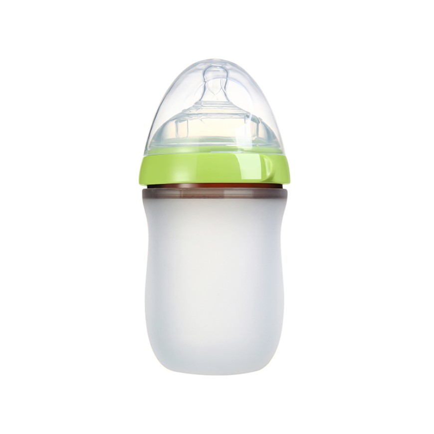 Anti-colic wide neck silicone baby bottle