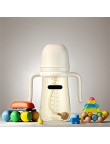 White wide neck double handle silicone baby bottle