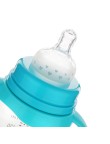 Blue shatter-resistant wide-neck baby bottle