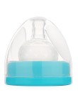 Blue shatter-resistant wide-neck baby bottle