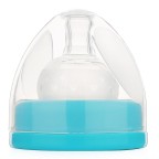 Blue shatter-resistant wide-neck baby bottle