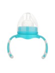 Blue shatter-resistant wide-neck baby bottle