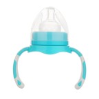 Blue shatter-resistant wide-neck baby bottle