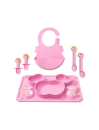 Cartoon food-grade silicone baby tableware set