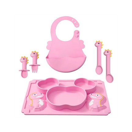 Cartoon food-grade silicone baby tableware set