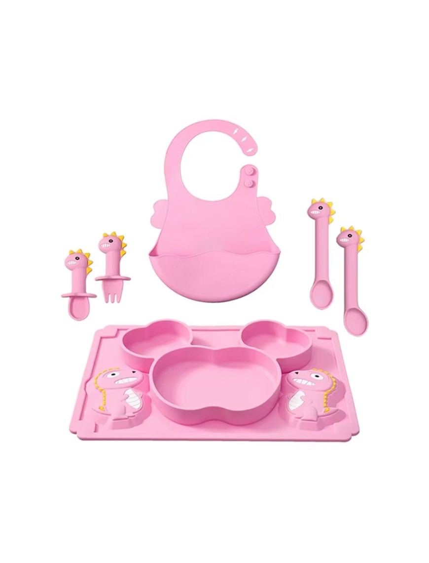 Cartoon food-grade silicone baby tableware set