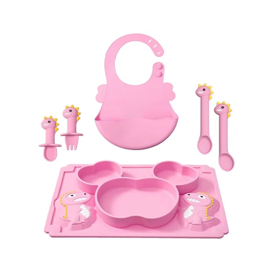 Cartoon food-grade silicone baby tableware set