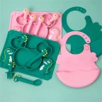Cartoon food-grade silicone baby tableware set