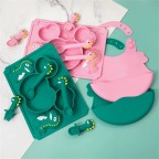 Cartoon food-grade silicone baby tableware set