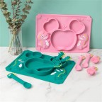 Cartoon food-grade silicone baby tableware set