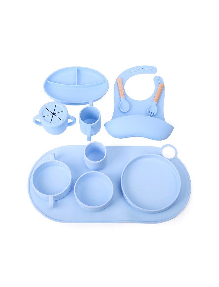 Soft and drop-resistant silicone baby tableware set