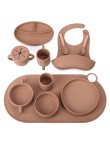 Soft and drop-resistant silicone baby tableware set