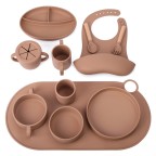 Soft and drop-resistant silicone baby tableware set