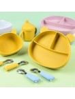 Cute bear head shaped silicone baby tableware set
