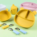 Cute bear head shaped silicone baby tableware set